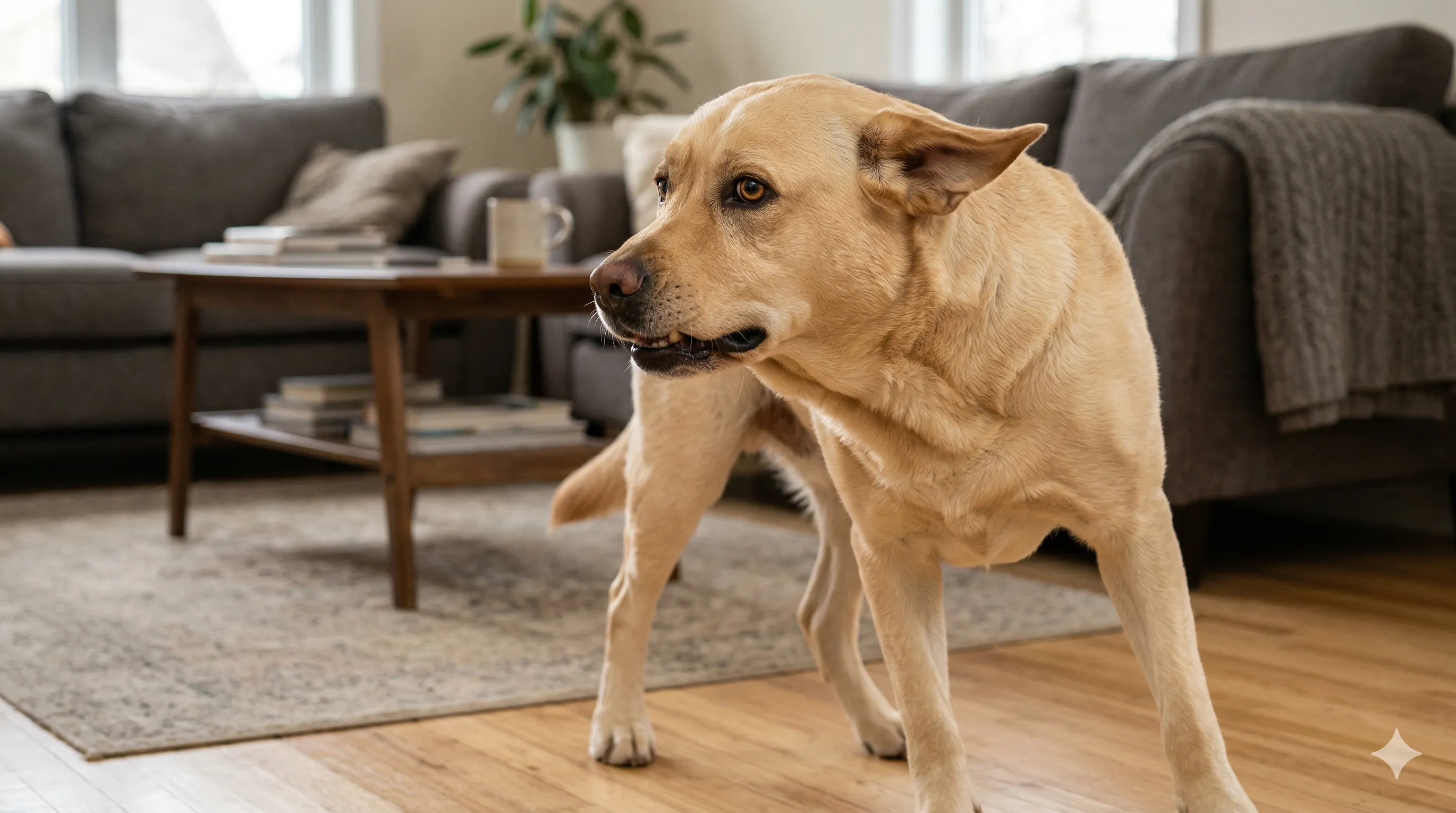 dog showing signs of anxiety at home