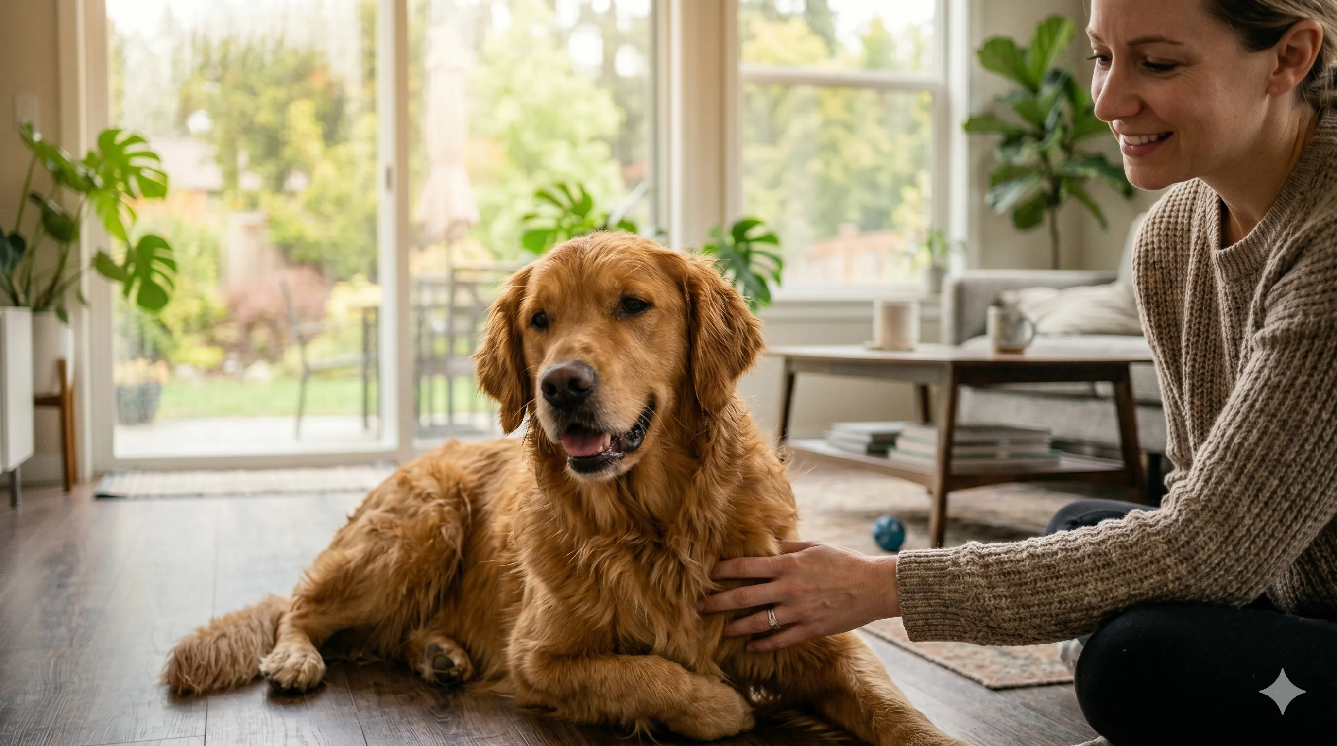 Calm and relaxed dog after shaking behavior showing normal state
