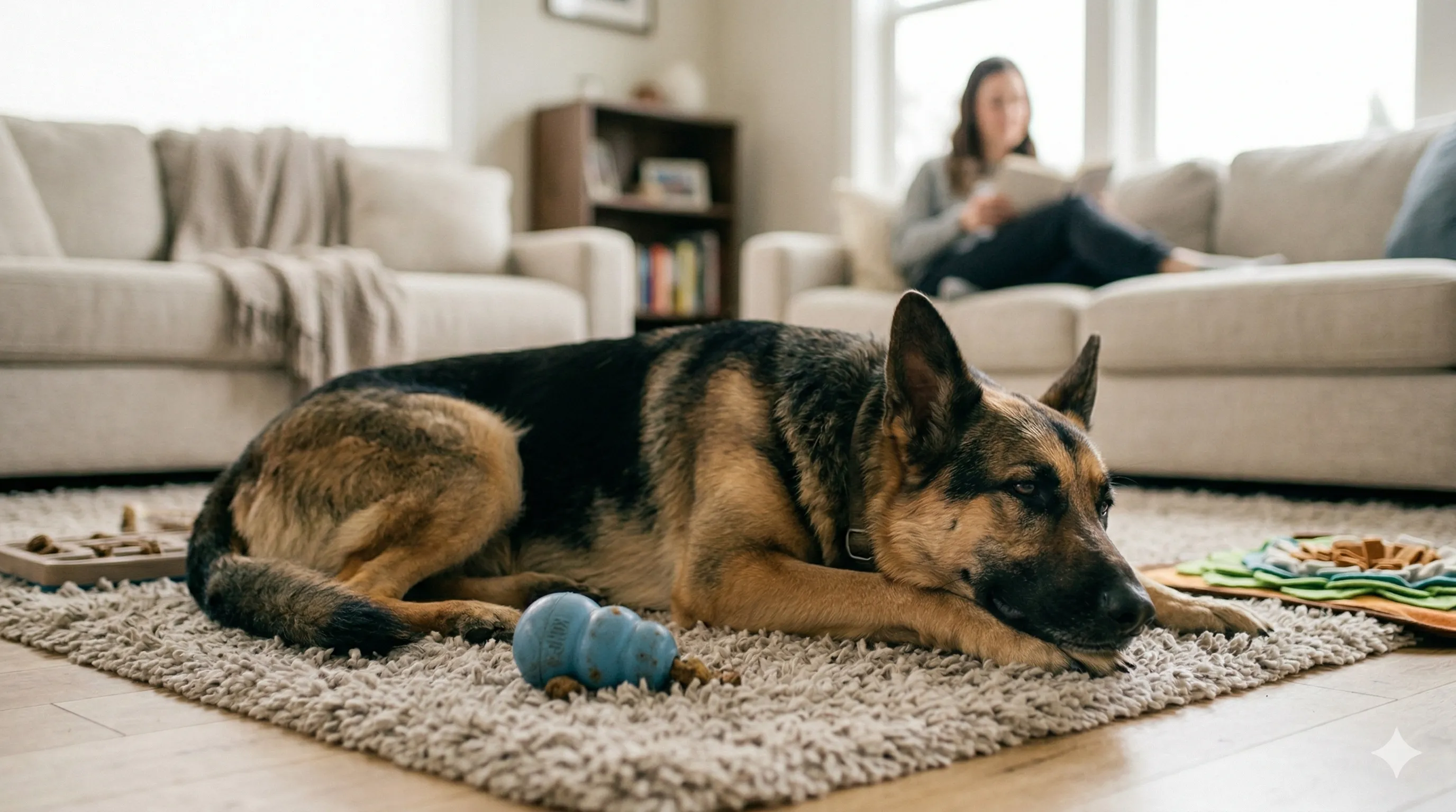 happy German Shepherd after resolving separation anxiety in dogs guide
