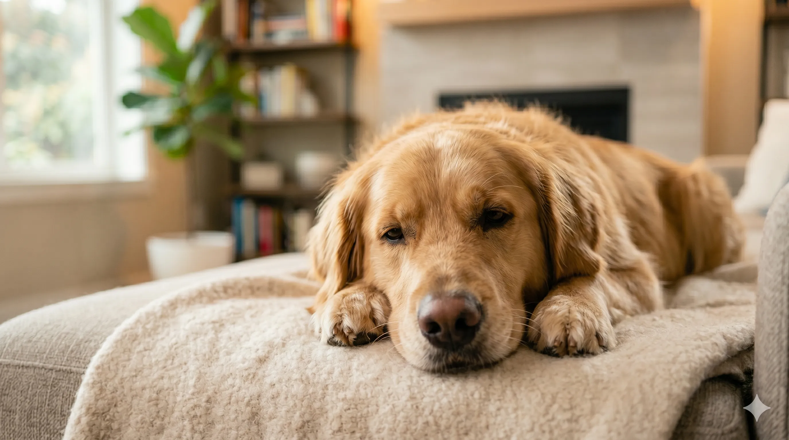 Happy dog relaxed after interacting and responding with head tilt