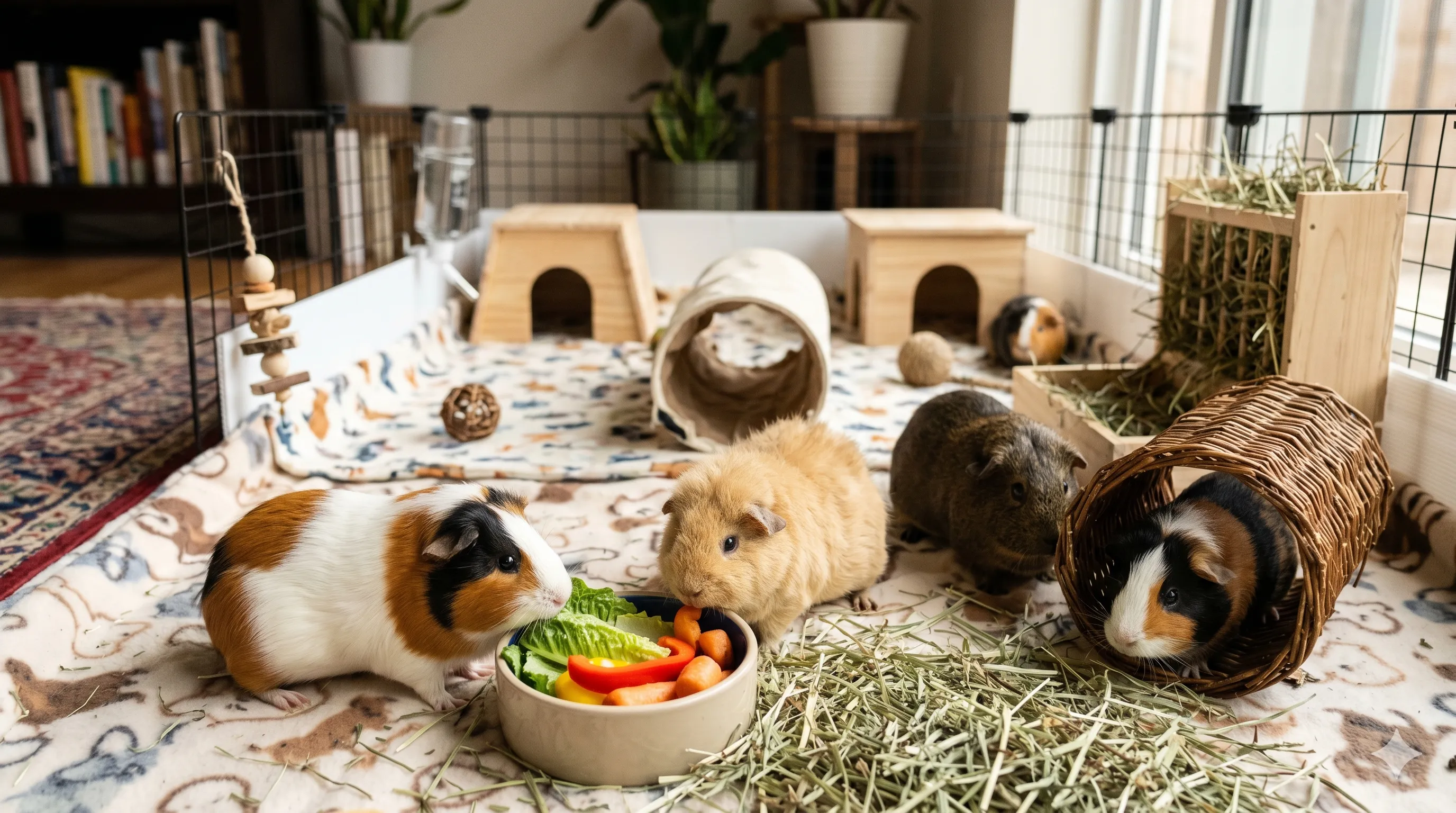 guinea-pig-pair-beginner-setup A pair of beginner friendly guinea pigs sharing a cage together