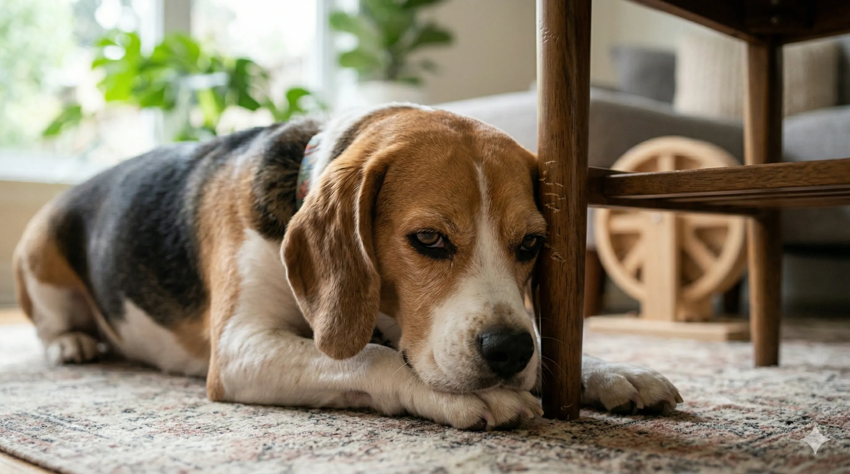 Beagle showing behavior related to best indoor activities for bored dogs