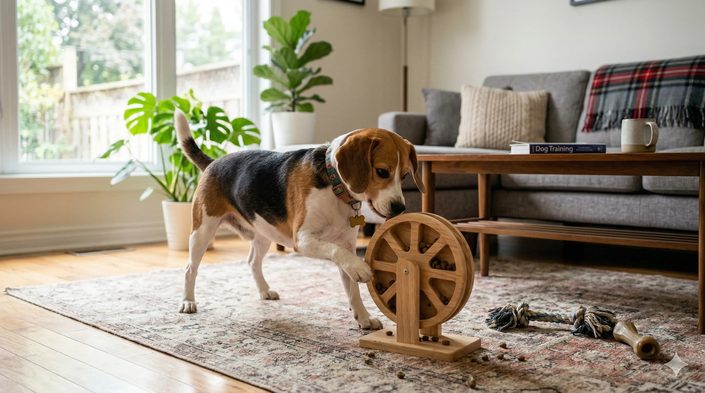 Beagle representing best indoor activities for bored dogs