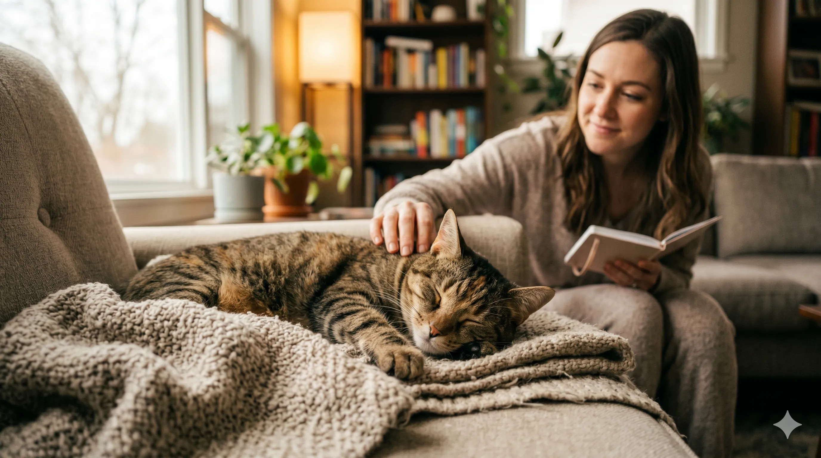Pet owner observing cat sleeping frequently to understand behavior