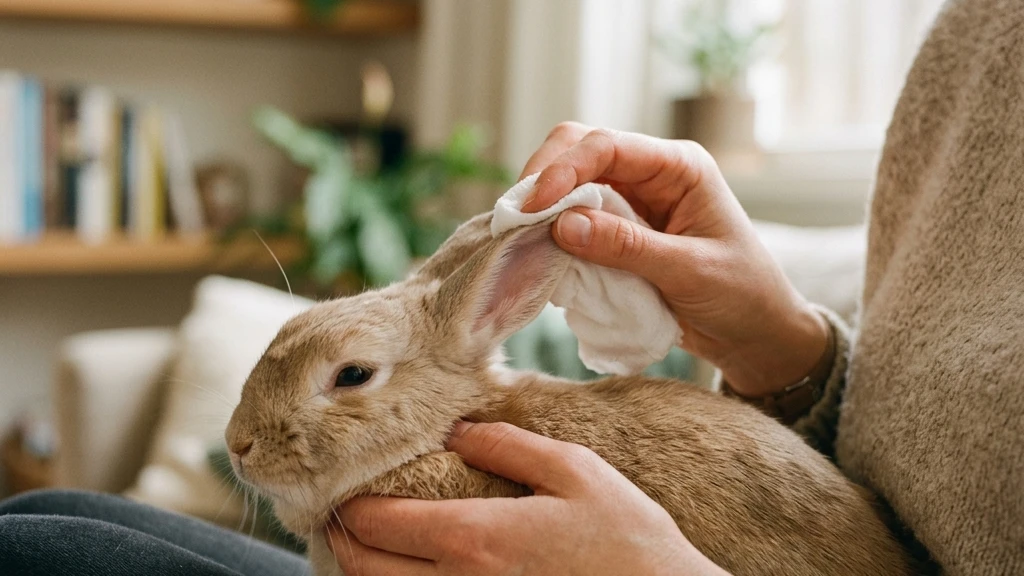 owner-cooling-rabbit-ears-with-water-image-2 Owner wetting a rabbit's ears with cool water as a heatstroke first-aid step