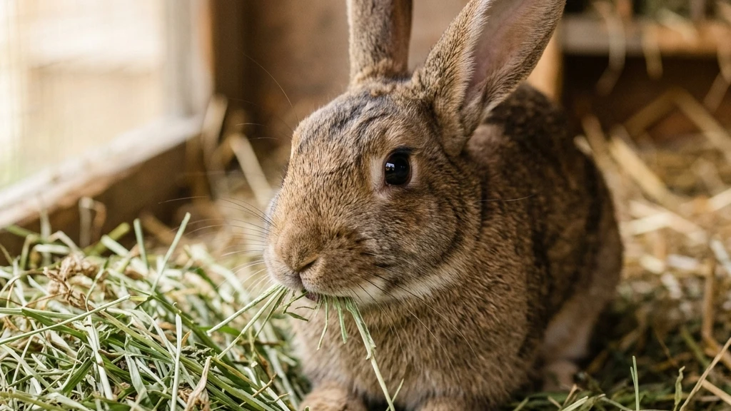 rabbit-eating-unlimited-hay-image-3 Rabbit eating unlimited grass hay to support healthy digestion