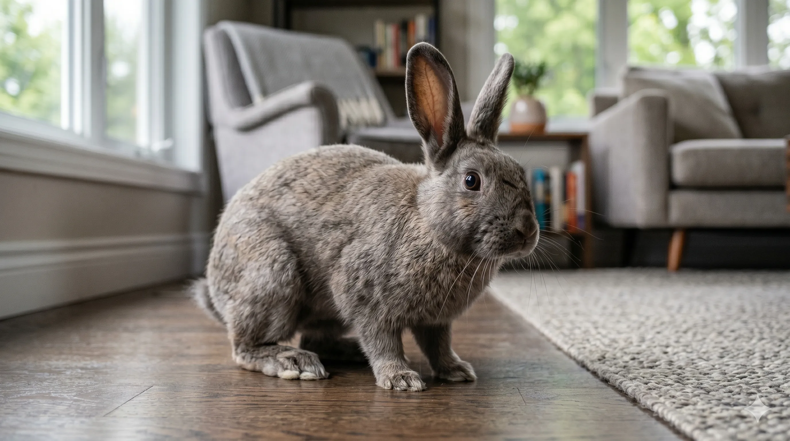 rabbit-thumping-closeup-expression-image-1 Close-up of rabbit showing alert posture and thumping behavior