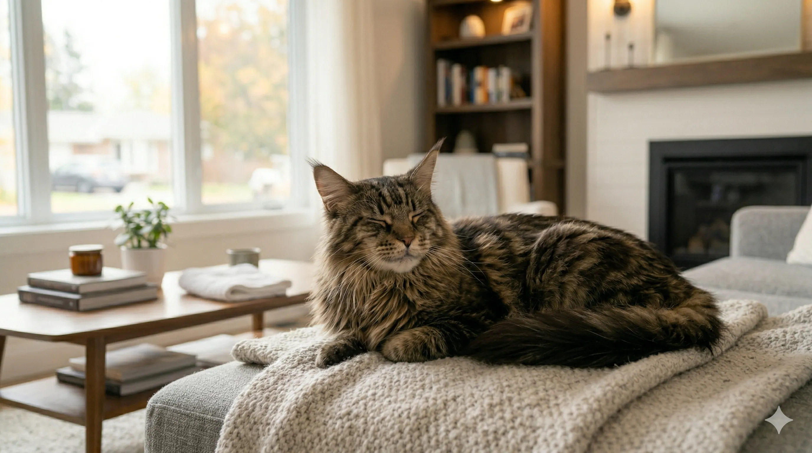 happy Maine Coon after resolving how to reduce cat shedding