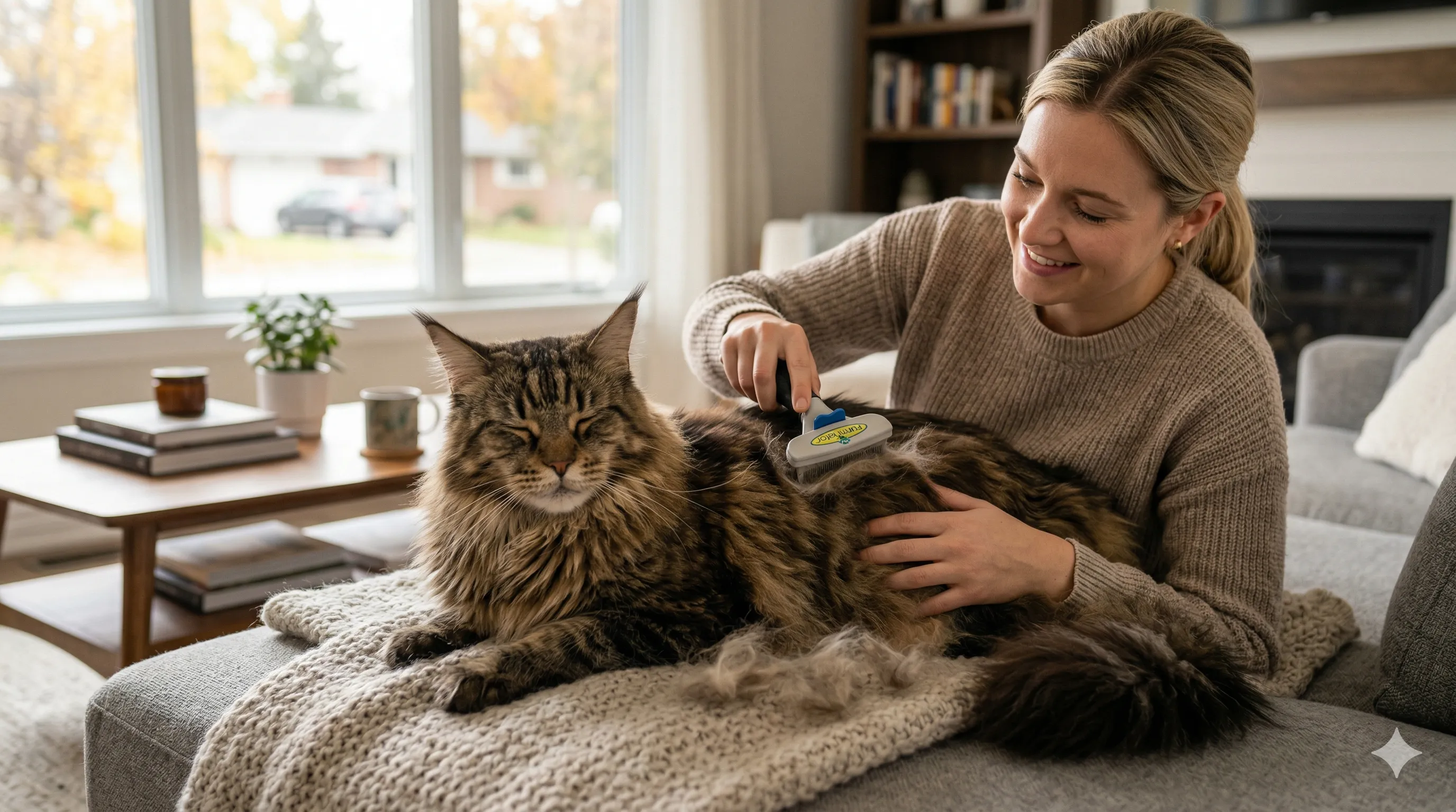 Maine Coon representing how to reduce cat shedding