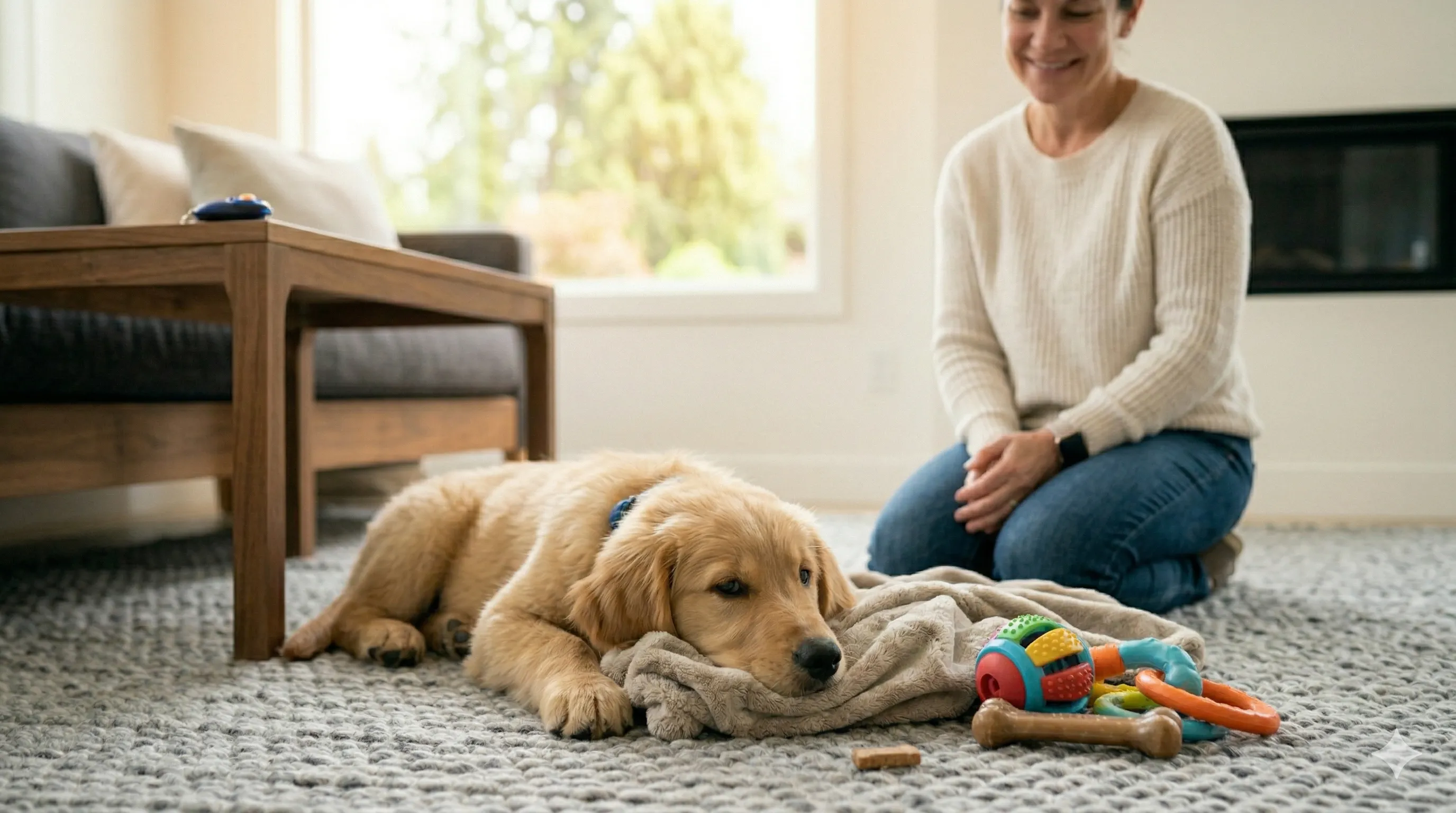 happy Golden Retriever Puppy after resolving how to stop puppy biting