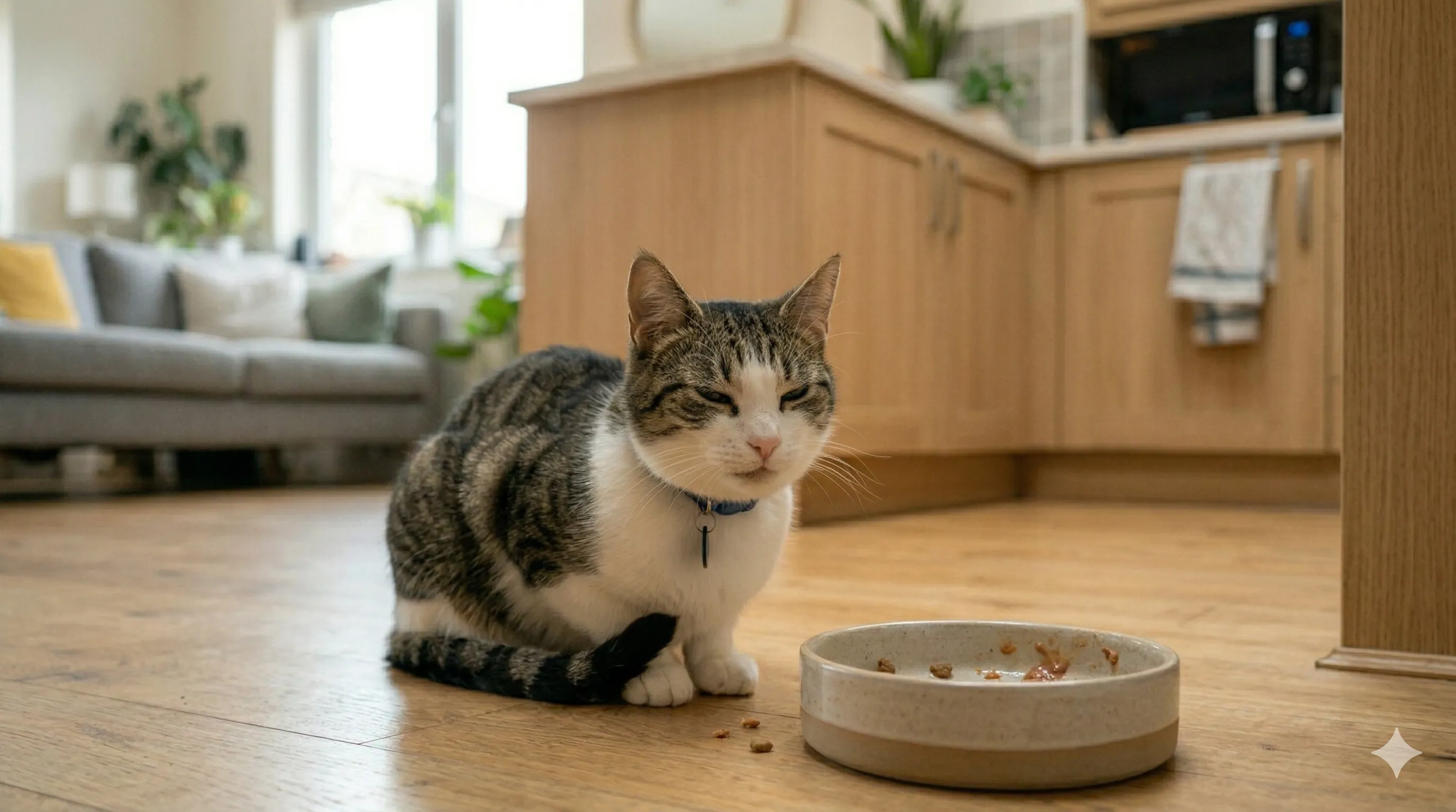 why-cat-not-eating-3.webp happy cat eating food comfortably at home